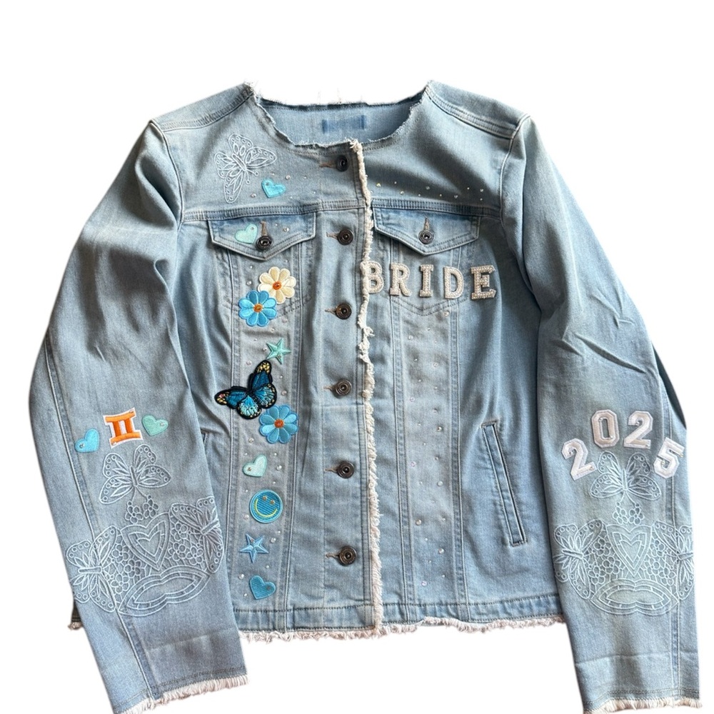 CUSTOMIZED Bride Denim Jacket Wedding (images are example, see listing)